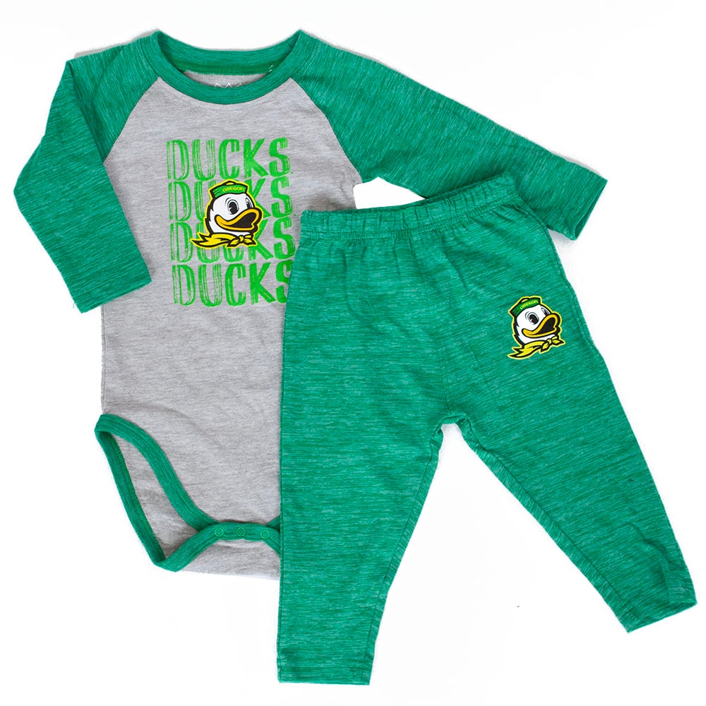 Ducks Spirit, Grey, Pants, Cotton Blend, Kids, Infant, Wes & Willy, Ducks Mascot, Long sleeve, Hopper, Set, 1016450